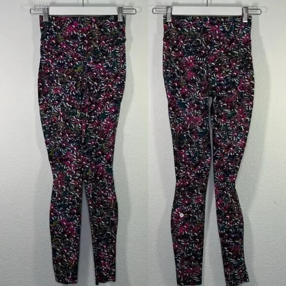 Lululemon Base Pace HR Tight 28"  Floral‎ Electric size 4 - Picture 2 of 9